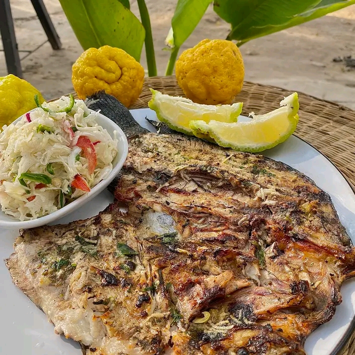 Grilled Fish with coleslaw
