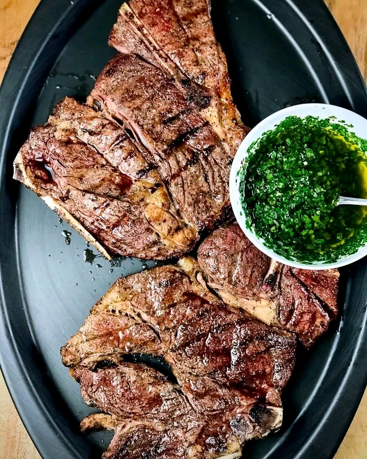 Grilled T-Bone Steak with chimichurri